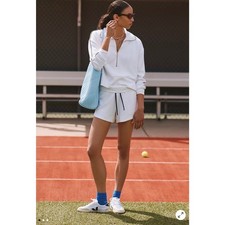 Varley Davenport Doublesoft Half Zip Sweatshirt S Shorts M White Matching Set