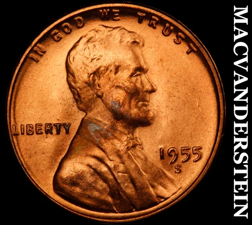 1955-S Lincoln Wheat Cent- Choice Gem Brilliant Uncirculated Luster #J4889