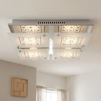 Luxus Led Decken Lampe Glas Kristall Wohn Ess Zimmer Leuchte Chrom Strahler