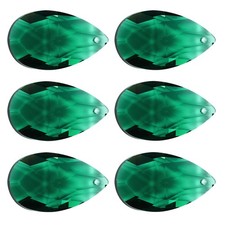 6Pcs 38mm Dark Green K9 Crystal Pendants Teardrop Beads CRAFTS Chandelier Prisms