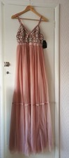 Needle And Thread Embroidered Tulle Maxi Dress with Cami Straps Pink Size 8