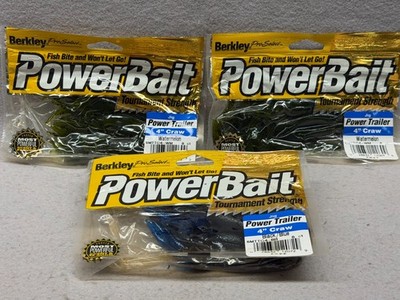 Obsolete Vintage Berkley 4'' Power Trailer Craws, (3) 8 pks, Tournament Strength