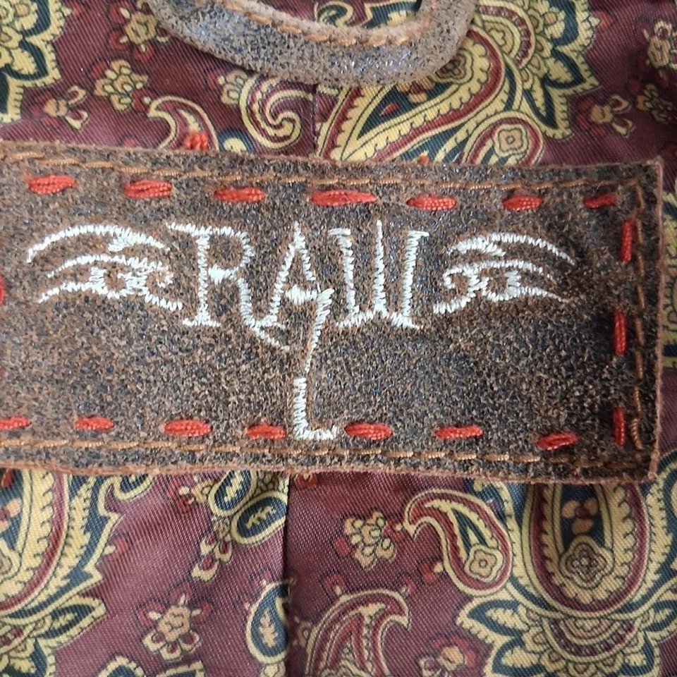 Chaqueta de cuero Raw 7 desgastada deshilachada para mujer talla L Foto 2 de 4