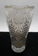frosted crystal floral Heavy Crystal Vase with Frosted Floral Intaglio Design — listing 4