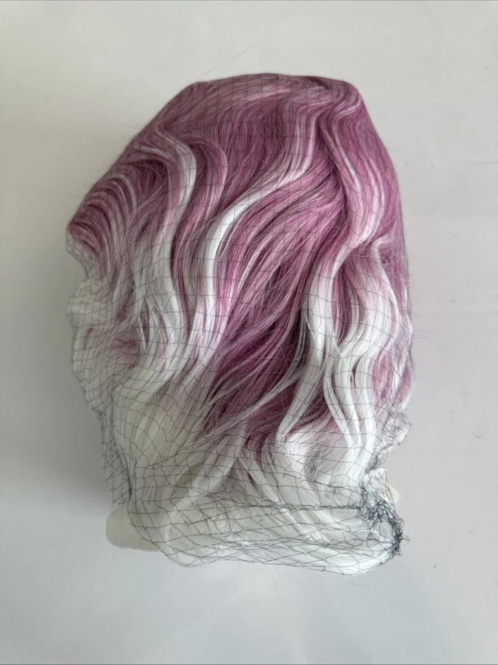 Pink & White  Wavy Synthetic Wig- Cosplay/party Wig With Breathable Cap-new - Image 3 of 3