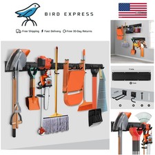Heavy-Duty Wall Mount Garden and Garage Tool Organizer Rack with Hooks