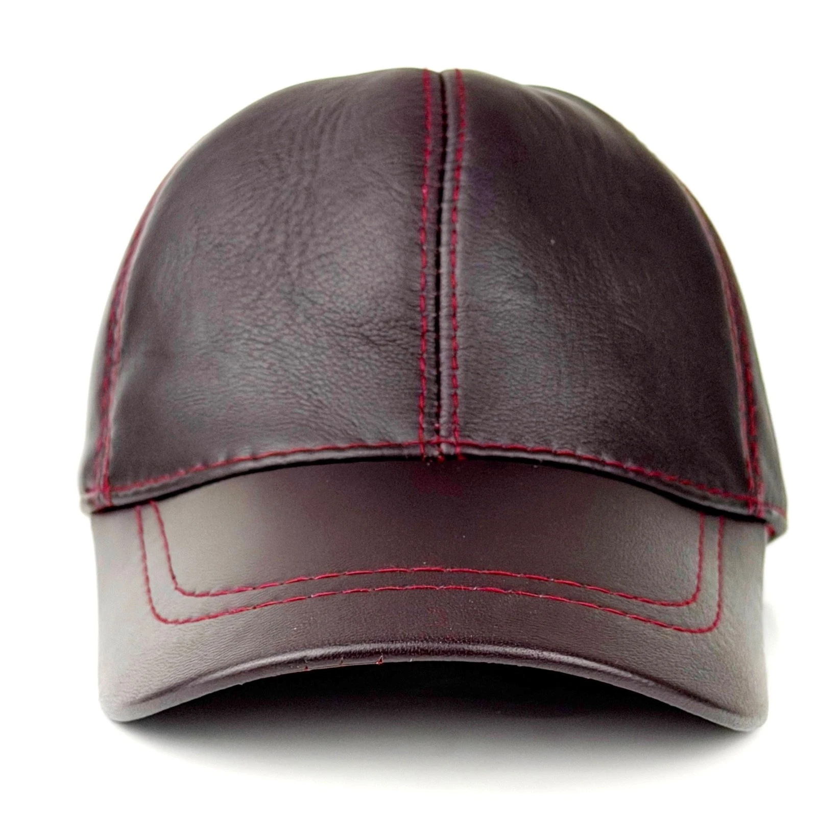 Handmade Burgundy Baseball Cap Hat – 100% Genuine Leather, Limited Edition