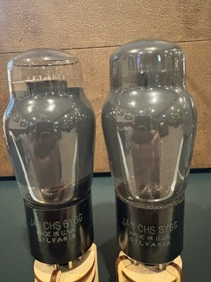 Pair Sylvania JAN CHS 6Y6G SMOKE GLASS ST Audio Tubes TV7 Tested Strong Good  