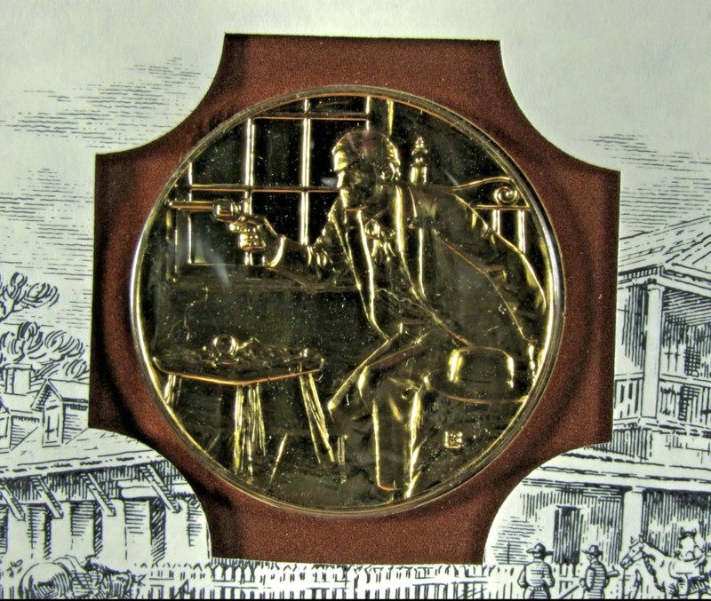 Billy The Kid Pat Garrett 24k Gold Plated Sterling Silver Medal