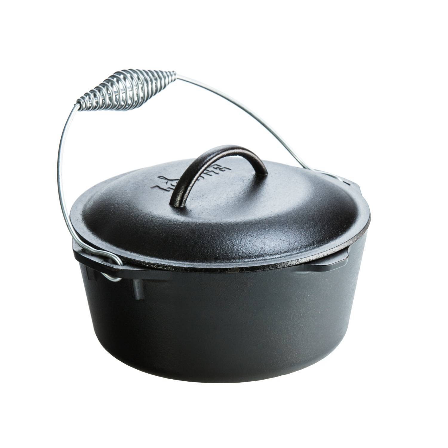 LODGE Cast Iron 5 Quart Seasoned Dutch Oven with Bail Handle