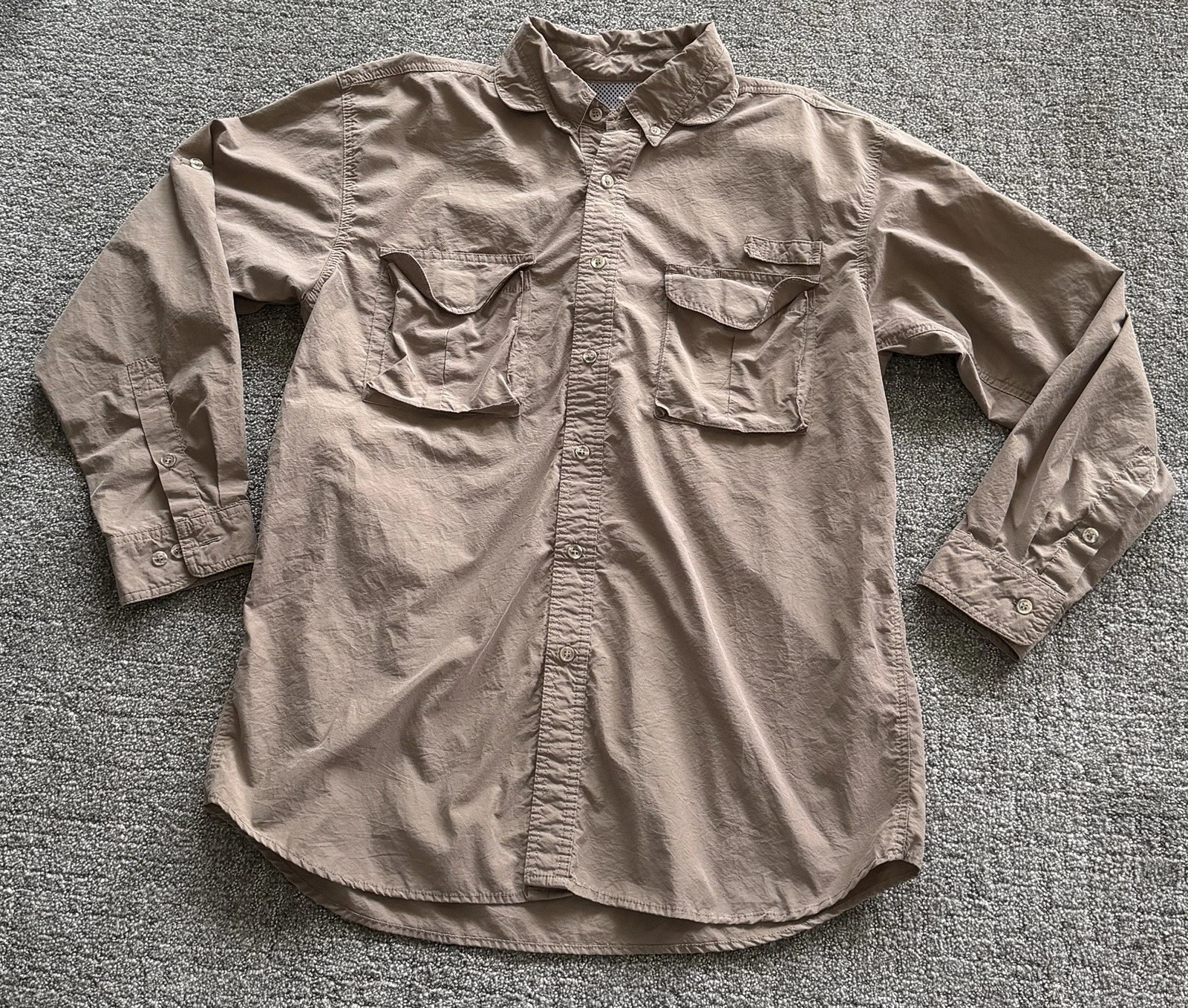 Field & Stream Men’s XL Vented Fishing Shirt Long Sleeve Brown Utility Outdoor