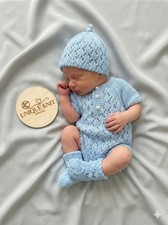 “Diamond” Romper Knitting pattern for Reborn doll 16 -22” or 0-3 Mth Old Baby