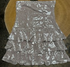 NWT VTG FOREVER 21 DRESS WOMENS XL MINI STRAPLESS RUFFLE LAVENDAR SEQUINS