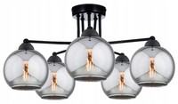 Deckenlampe 5-Flammig Rauchglas Schwarz E27 B:80 Cm Deckenleuchte Schlafzimmer