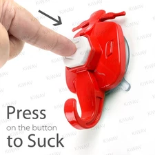 Suction cup hook hanger scooter style white red removable reusable bedroom