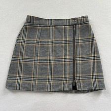 Abercrombie Fitch Mini Skirt Plaid Zipper Wool Blend Houndstooth Y2k Preppy S