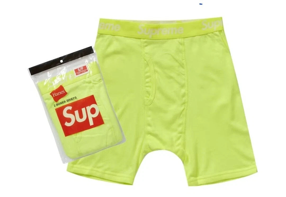 SUPREME X HANES Boxer Briefs XXL 2X (2-Pack) FLOURESCENT YELLOW