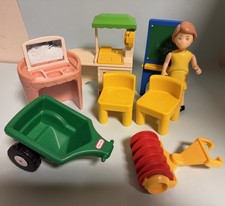 Vintage Little Tikes Dollhouse Lot: Vanity Stove Chairs Mom Easel MORE