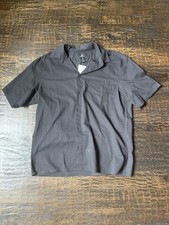 Men's Relaxed Fit Button Up Camp Collar Shirt Black