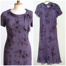 VTG Talbots Fairycore Lavender Floral Maxi Dress 14 Dainty Whimsy Dark Fairy