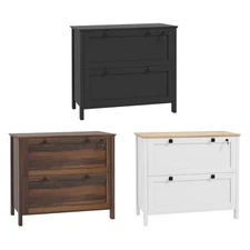 HOMCOM 2 Drawer File Cabinet with Lock and Adjustable Hanging Bar, Black