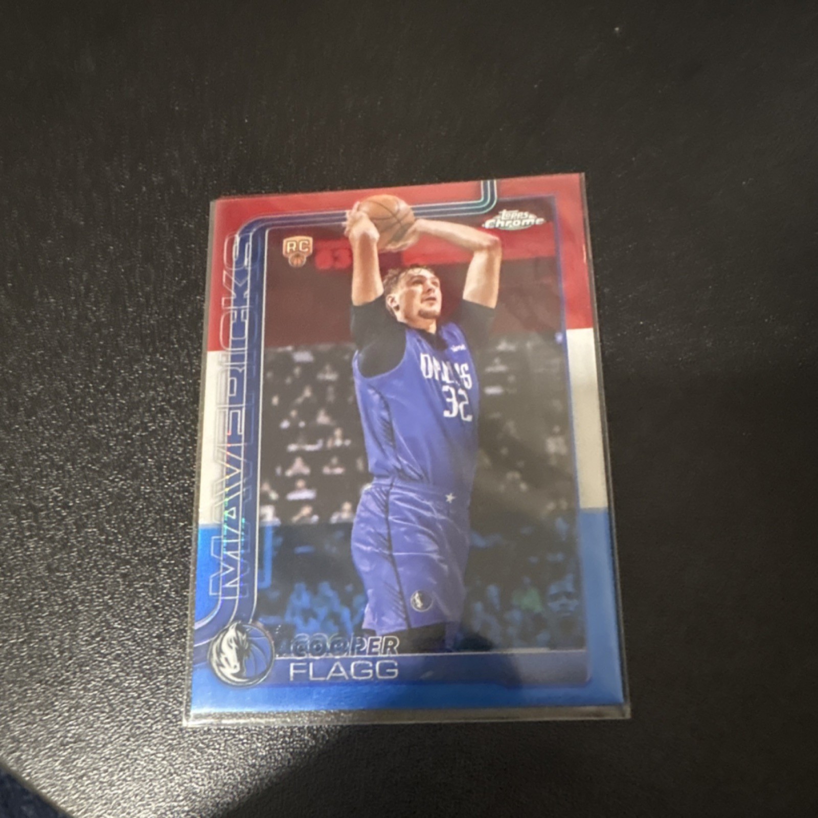 2025-26 Topps Chrome Cooper Flagg Mavs RC 251 Red White and Blue insert misprint