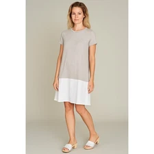 Hubert Gasser Jersey Top Dress in Tan/White Size IT 40/US S EUC $235