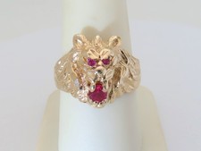 Mens 14k Ruby Rings Lion Rubies Ring Pinky Gold Jewelry Mens July Size 9.5 R1787