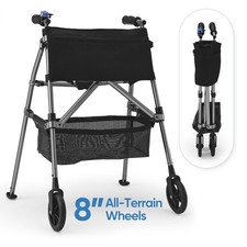 7lb Senior Walker Lightweight Rollator Walkers for Seniors 2 Wheels Storage Bag