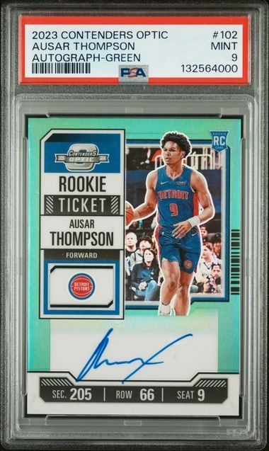 2023 PANINI CONTENDERS OPTIC #102 AUSAR THOMPSON AUTOGRAPH-GREEN