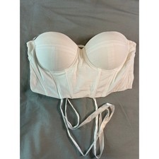 Princess Polly White Cotton Lace Up Back Bustier Corset Top Size US 14 Strapless