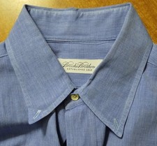 Vintage BROOKS BROTHERS Men's BLUE Cotton Dress Shirt, Size 16 34