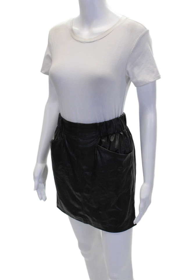 Minifalda negra David Lerner de cuero vegano con bolsillos delanteros talla XS Foto 2 de 4