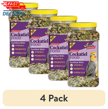  4 Pack Premium Cockatiel Bird Food Seeds, with Probiotics, 4.5 Lb.     