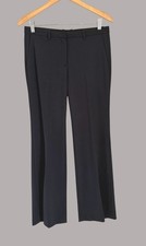 Theory Womens Black Wool Blend Wide-Leg Dress Pants Preppy Business Wear Trouser