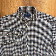 Eton Shirt Mens 15.5 39 Gingham Check Slim Fit Cotton Lyocell Dress Long Sleeve