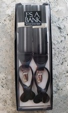 New In Box Jos A Bank Black Gray Stripe Adjustable Suspenders
