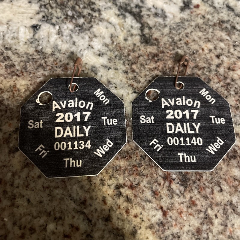AVALON NJ Beach Tags/Badges, 2017 - Set Of 2 Daily 