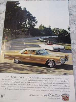 1966 CADILLAC SEDAN DE VILLE NATIONAL GEOGRAPHIC MAGAZINE AD 6 3/4'' X 10''
