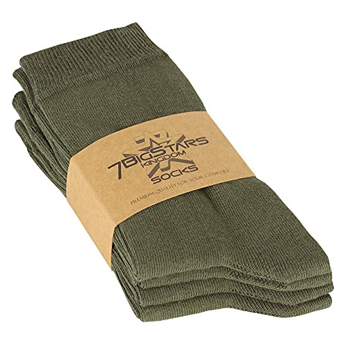 7BigStars Women's Cotton Dress Socks - 4 Pack L/M - Solid 5-9 Olive Green - Picture 5 of 6