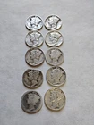 Mercury Dimes Culls Damaged/Bent/Worn $1 Face Lot Of 10 90% Silver #40
