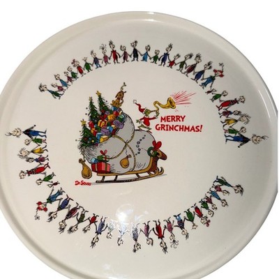 Dr Seuss The Grinch Merry Grinchmas Ceramic Cake Stand 10.5'' Sleigh Bell Bistro
