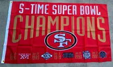 New San Francisco 49ers 5X Champions Super Bowl Flag Banner 3 feet x 5 feet 