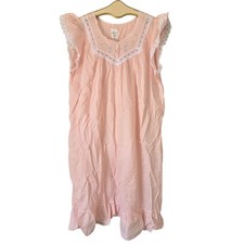 Vintage Carole Peach Lace Trim Size 1X Nightgown Cotton Cottagecore Prairecore