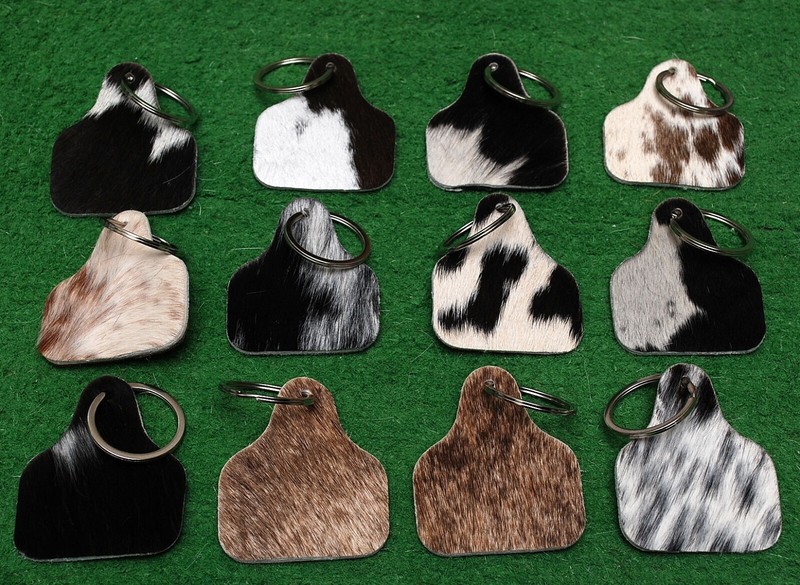Cowhide keychain Hair On Leather Key Chain (12 key chain) Real Hair On Hide 8061