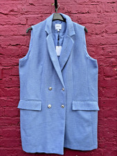 BNWT Simply Be Baby Blue Boucle Sleeveless Blazer Dress Size 22