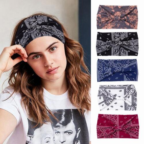 Women Headwrap Cotton Stretch Headbands Elastic Hair Turban Ribbons X9C0 - Picture 1 of 14
