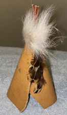 Native American Teepee Tent Leather Handmade Ornament