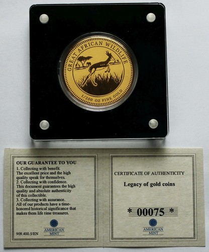 2022 Pure Gold Great African Wildlife 1/200 Oz PP Münze, Legacy of Gold Coins