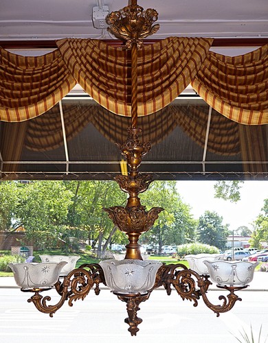 19th Century Bronze Gasolier Gas Chandelier Attributed to Cornelius and Baker - Picture 2 of 15